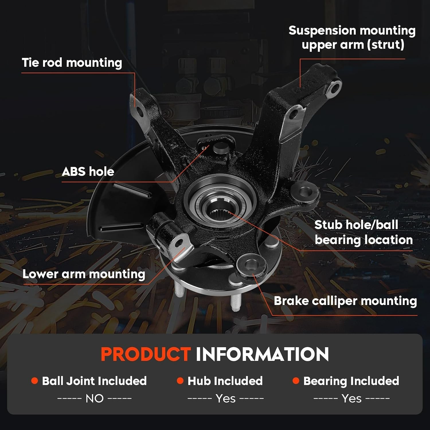 Front Right Side Steering Knuckle & Wheel Bearing Hub Assembly Compatible wit…