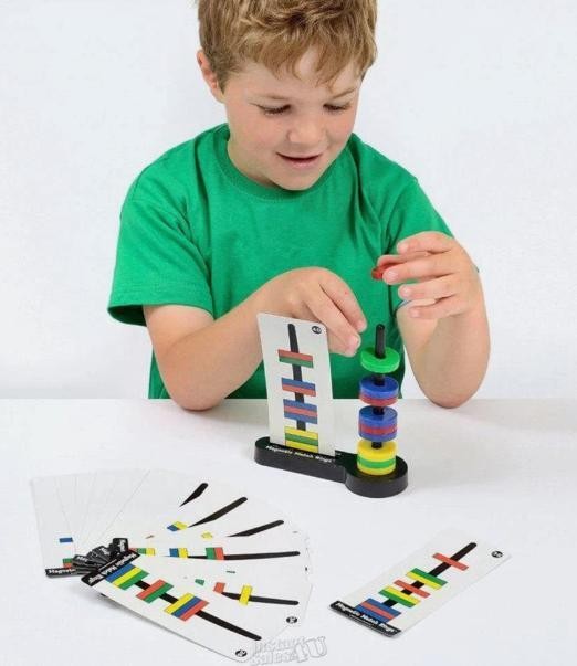 Magnetic Match Rings Game STEM Learning Toy Kids Gift Educational Science Cards