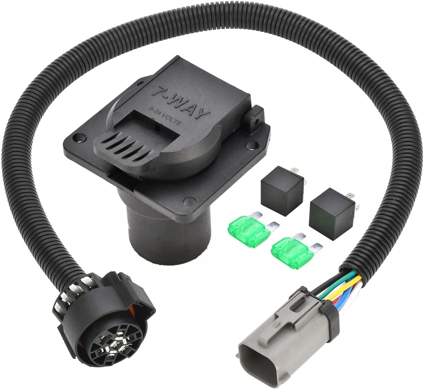 55243 7-Pin Trailer Wiring Plug Harness Compatible with Ford F250 F350 F450 F550