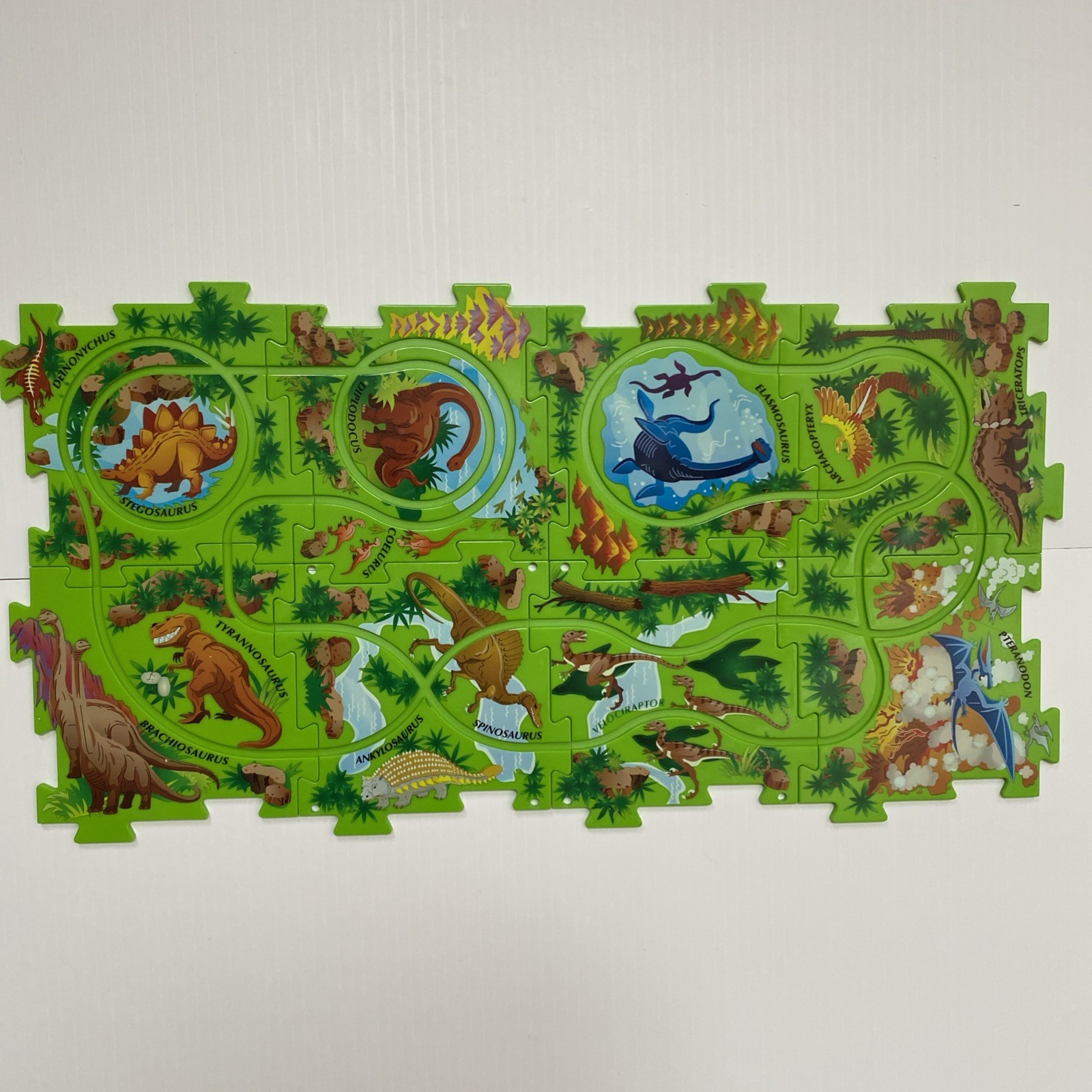 Green Plastic Puzzle Track DINOSAUR Theme Car or Train Play Set (NO VEHICLE)