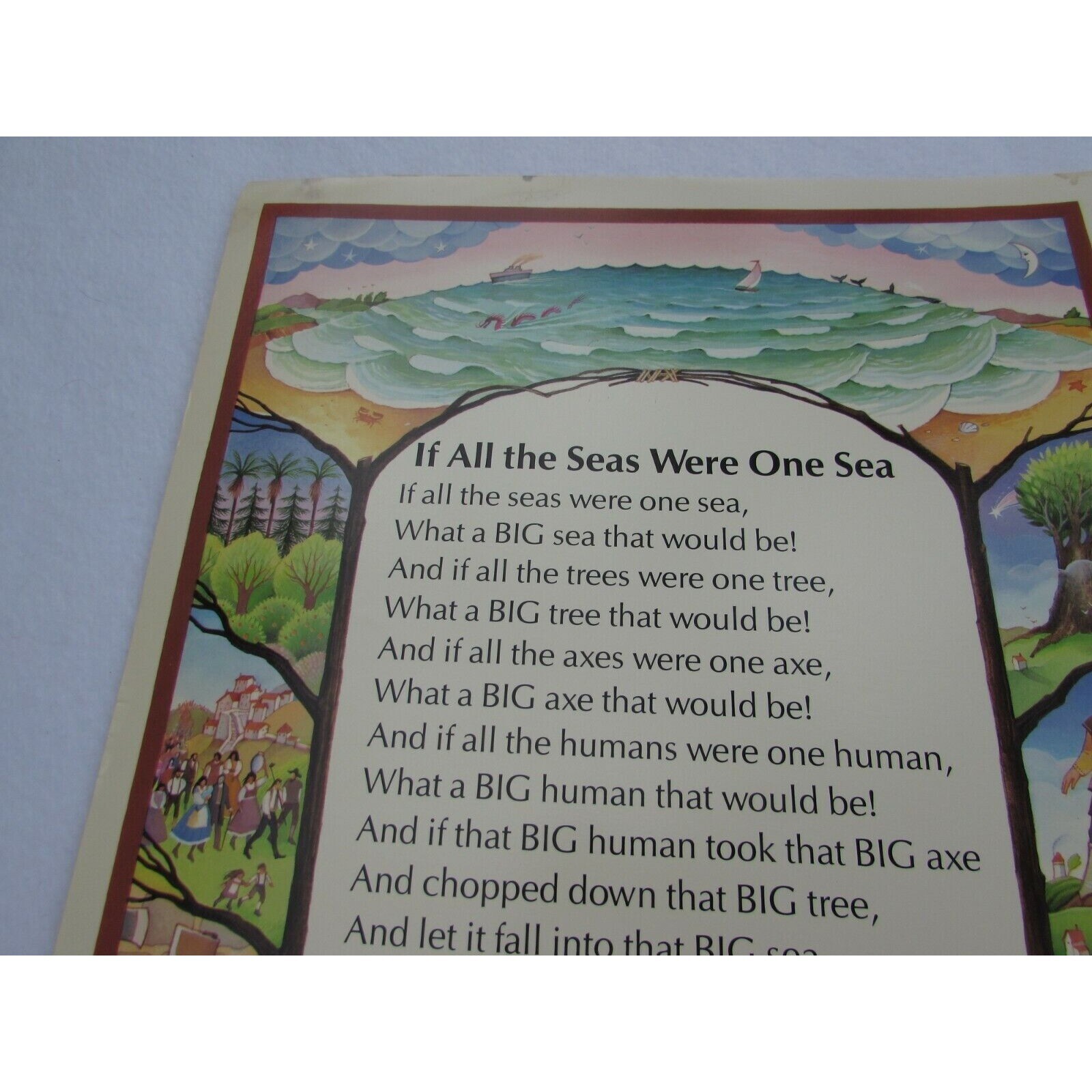 If All the Seas Were One Sea Grade School Poster 30249 Poetry VNTG