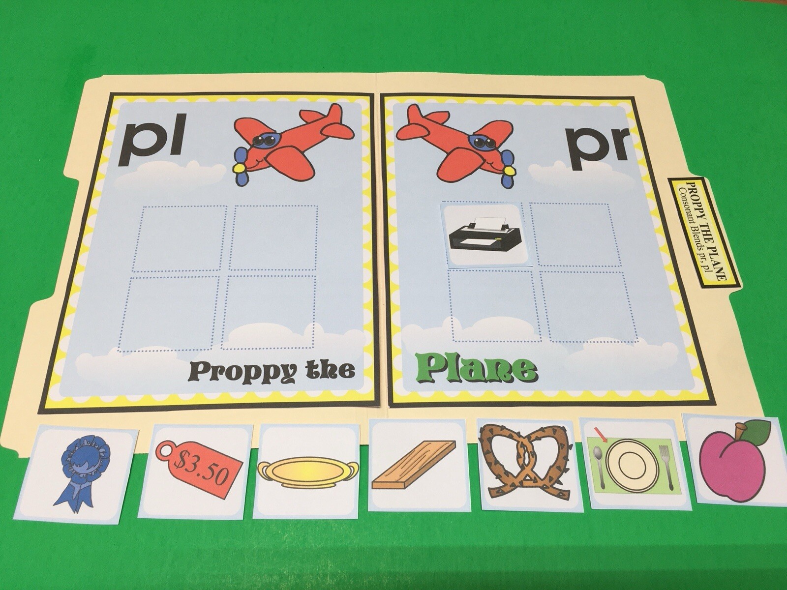 Proppy The Plane – Phonics. Pl / Pr – DIY File Folder game – Printed / Uncut