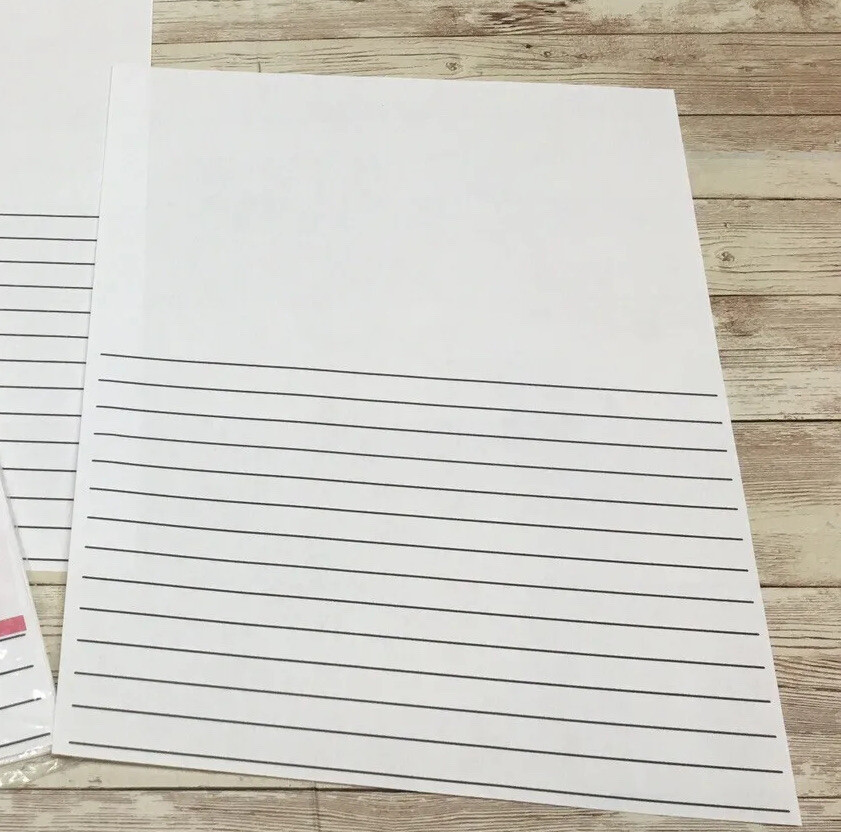 Half Lined Notebook Page – Handwriting Practice Paper For Children – 30 Sheets