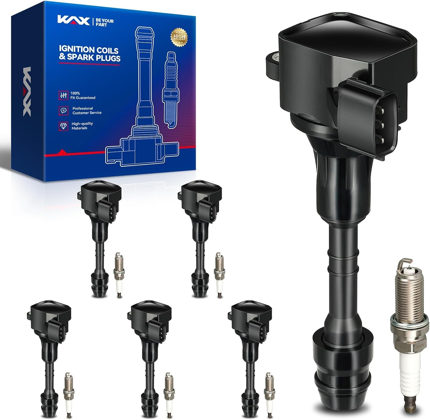 OEM Performance Set of 6 UF349 Ignition Coils & Double Iridium Spark Plug Fits