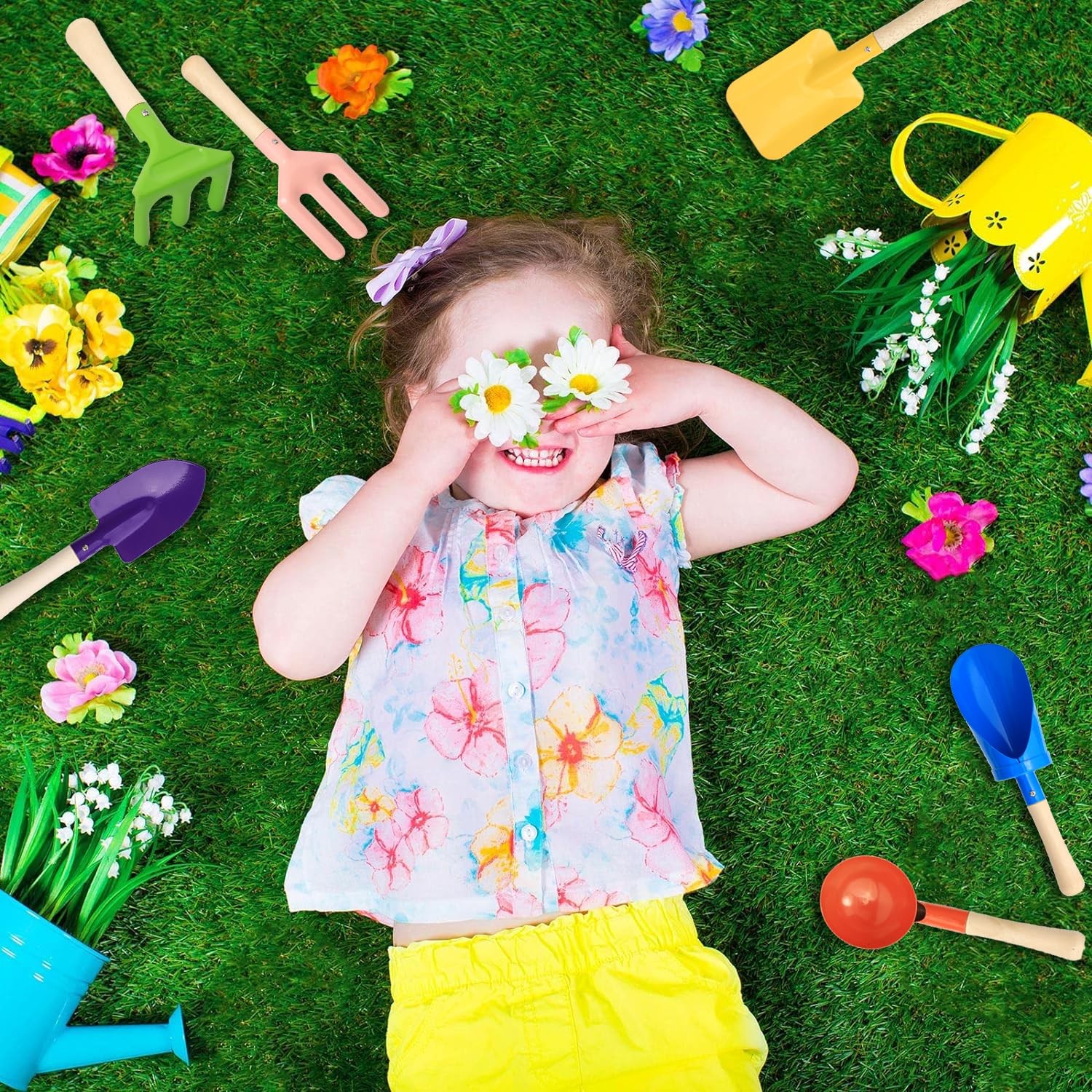 6 PCS 8″ Kids Gardening Tools, Standard, Standard Multicolor Tools