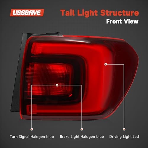 LED Tail Lights Compatible with Right Passage Side 17-19 Acadia Black Housing