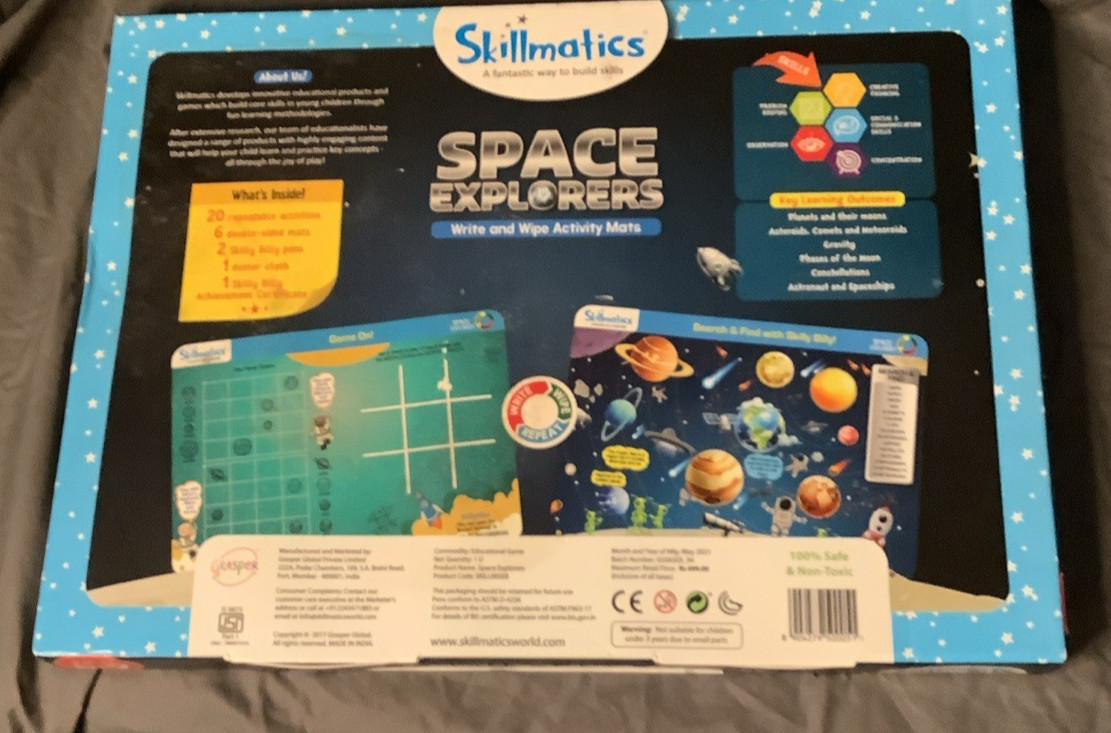 Skillmatics Write And Wipe Activity Mats SPACE EXPLORERS Ages 6-9