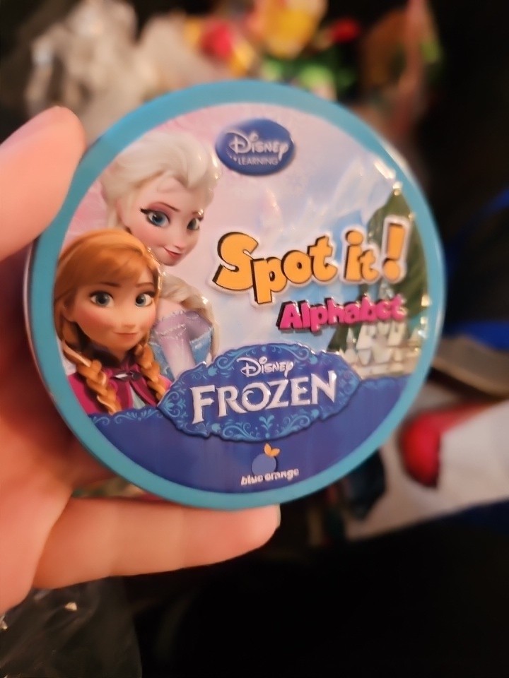 Spot it! Frozen Alphabet card game In Round Tin Kids Concentration Brain School
