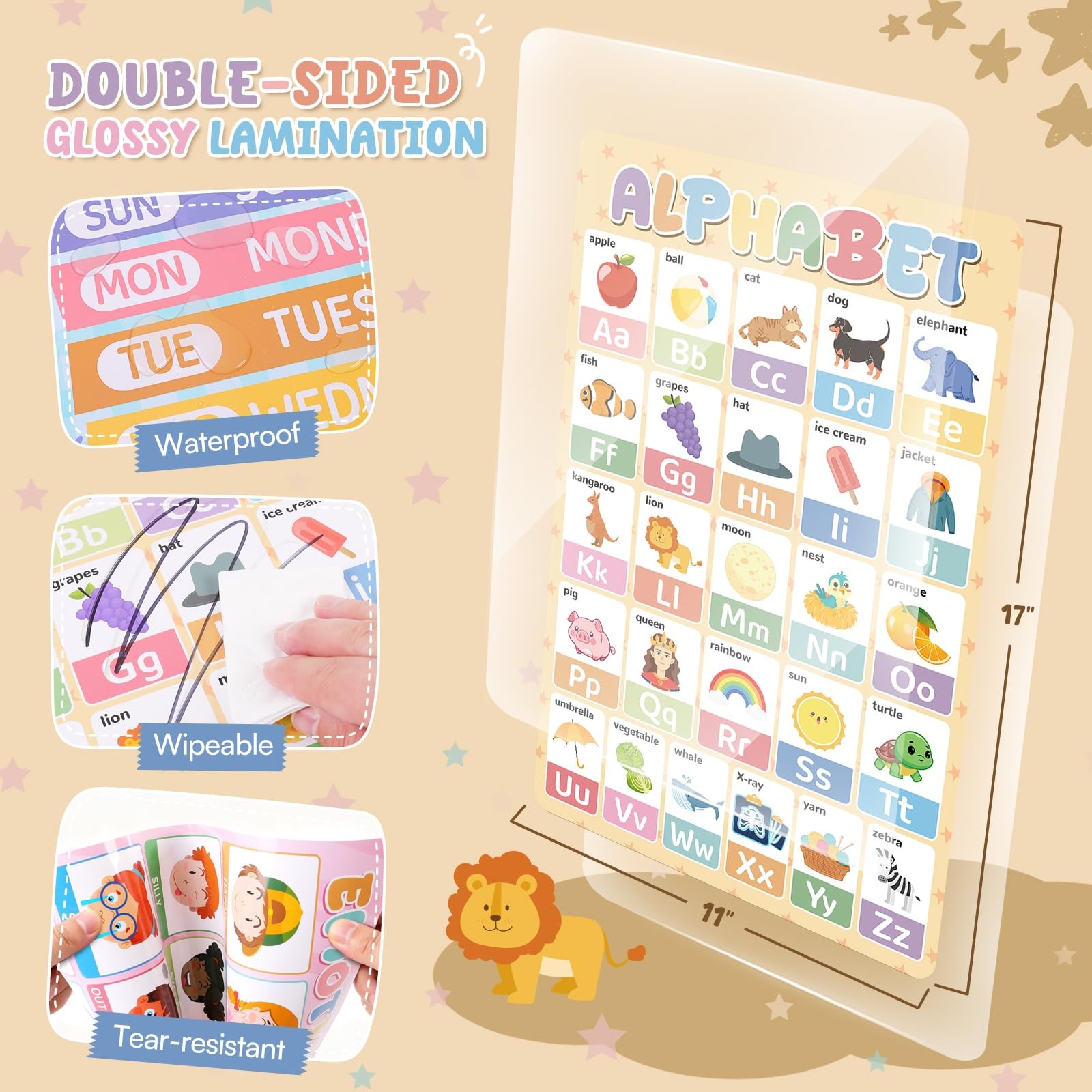 Gorsbark 18 Educational Posters for Toddlers 1-3, Laminated Learning Posters wit