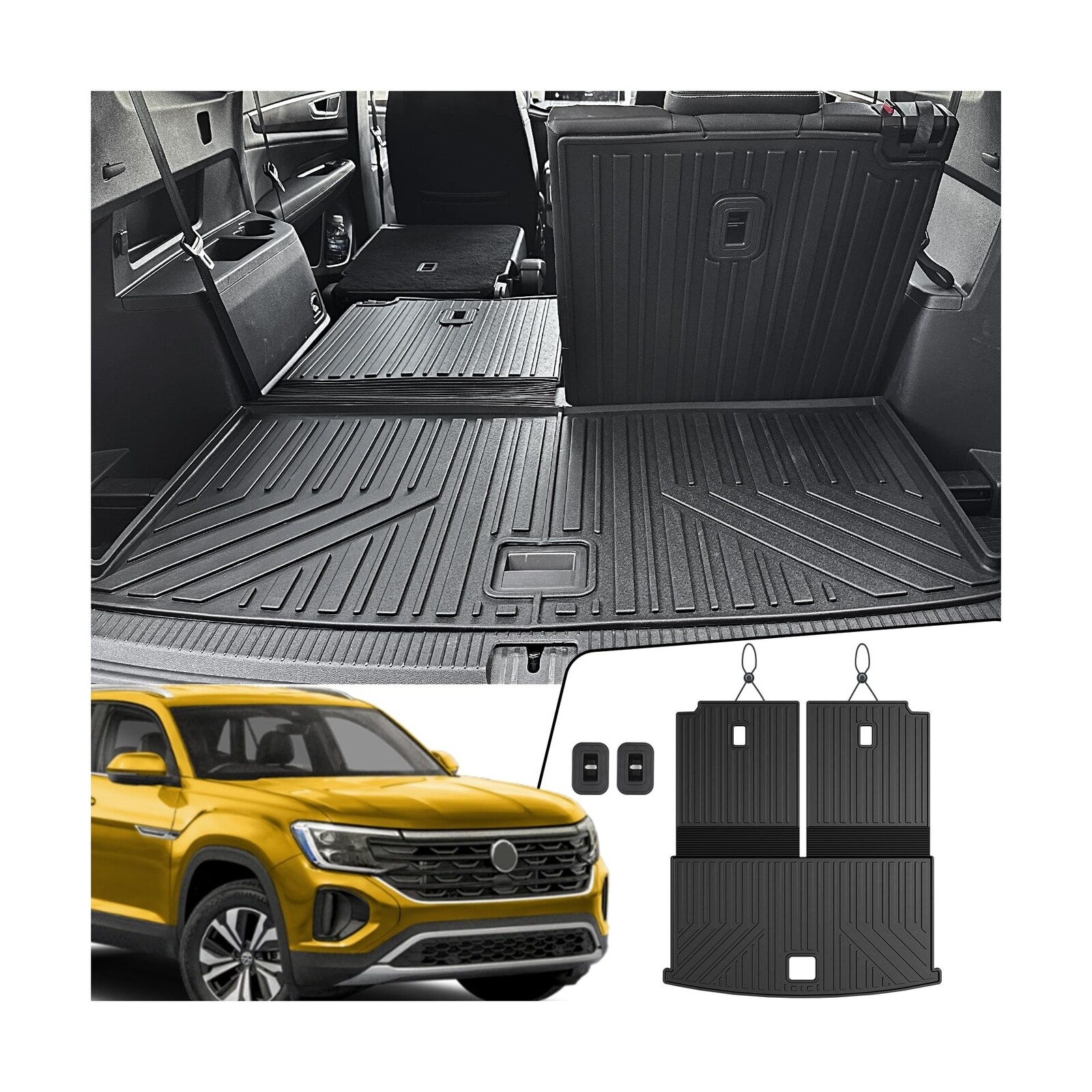 Cargo Mat with Backrest Mats for Volkswagen VW Atlas 2018-2024 2025 Car Mat A…