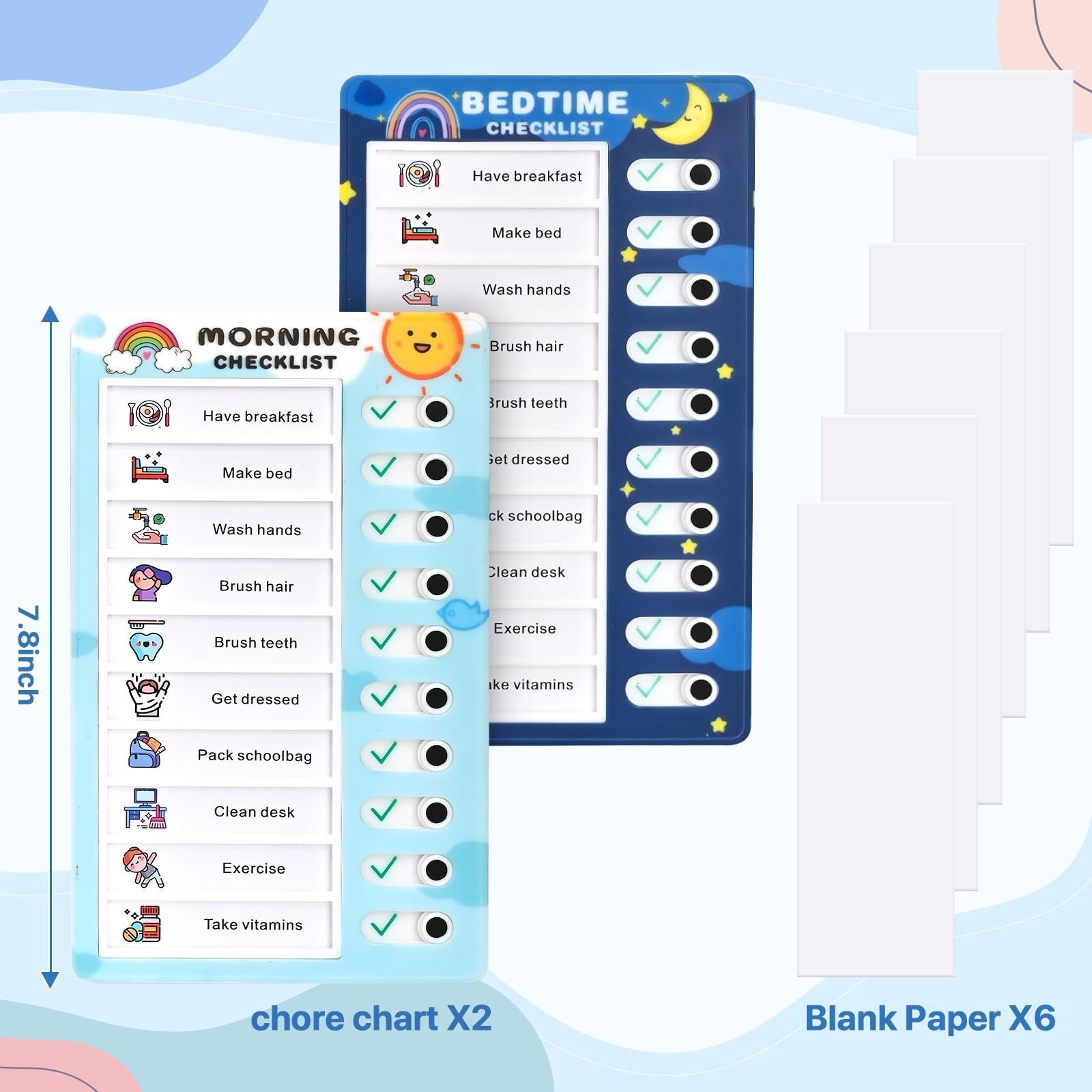 Upgrade 2 Pcs Chores Chart for Kids – Daily Routine Chore Chart for Kids Chore C