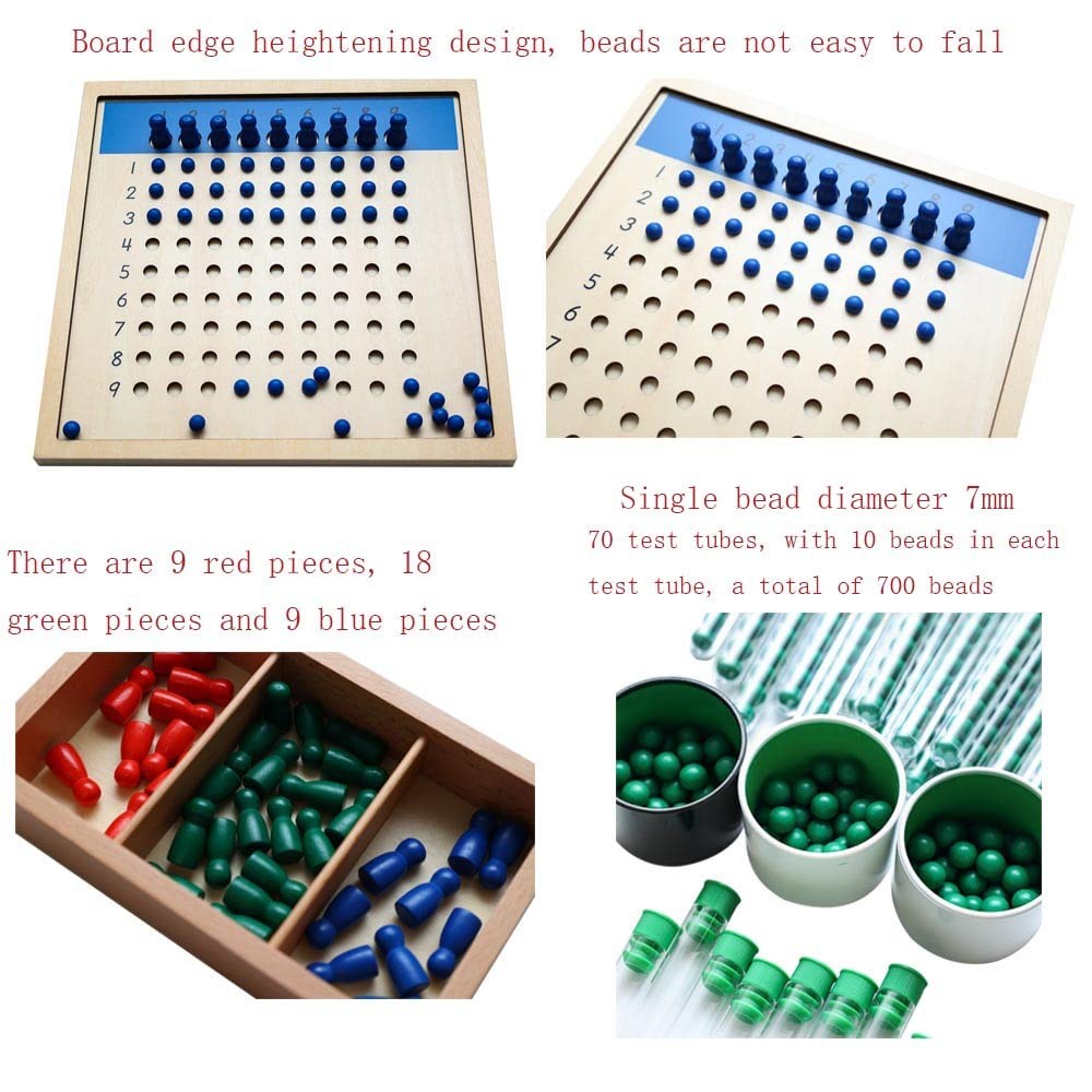 Kghios Montessori Long Division Medium, White, Gray, Black, Green, Blue, Red