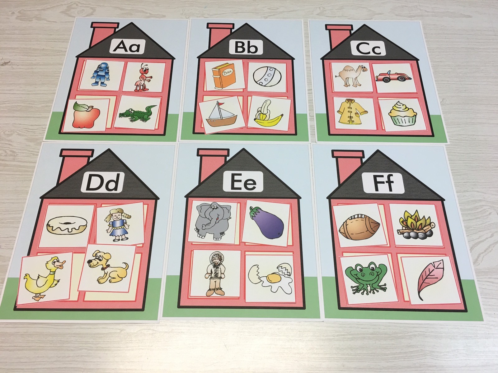 Alphabet House Game – Beginning Sounds – Learning Center A, B, C, D, E & F