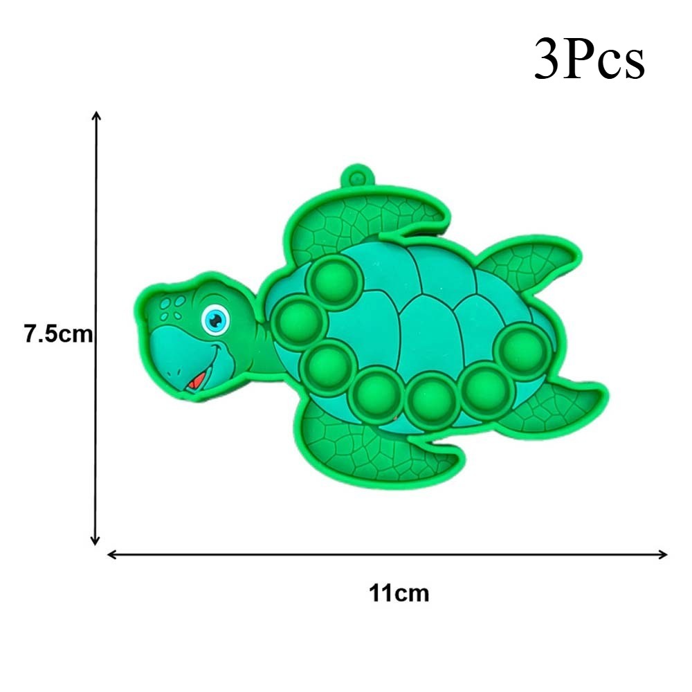 Squishy Playful Flexible Compact 3Pcs Ocean Series Stress-Relief Bubble Keychain