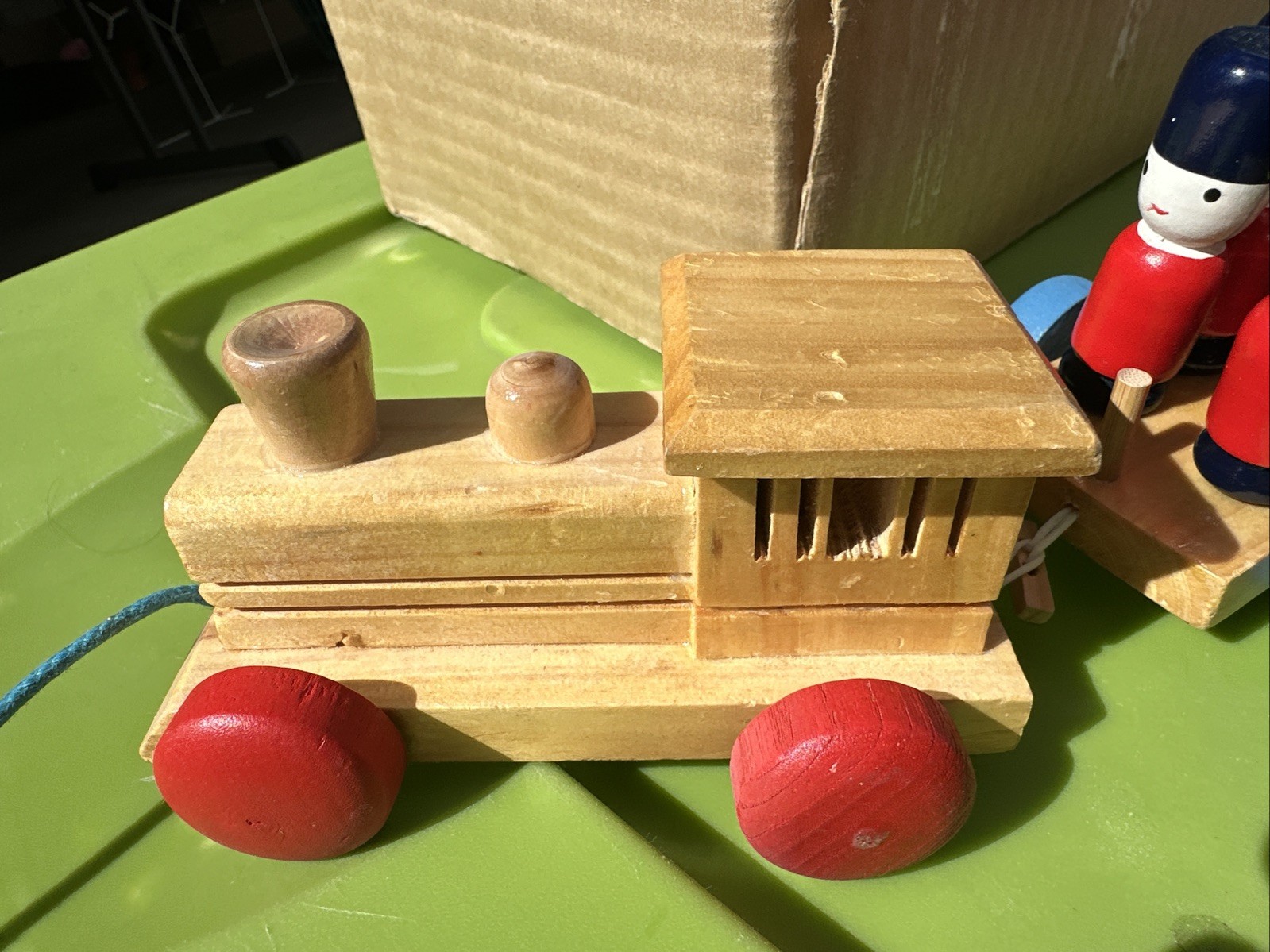 Vintage Wooden Toy Soldiers Counting Math Learning Pull String Train Chadwick