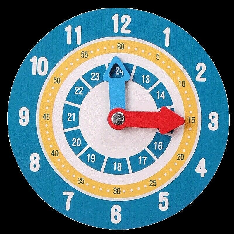 Children Montessori Wooden Math Clock Toys Hour Minute Second Home Teaching Aid.