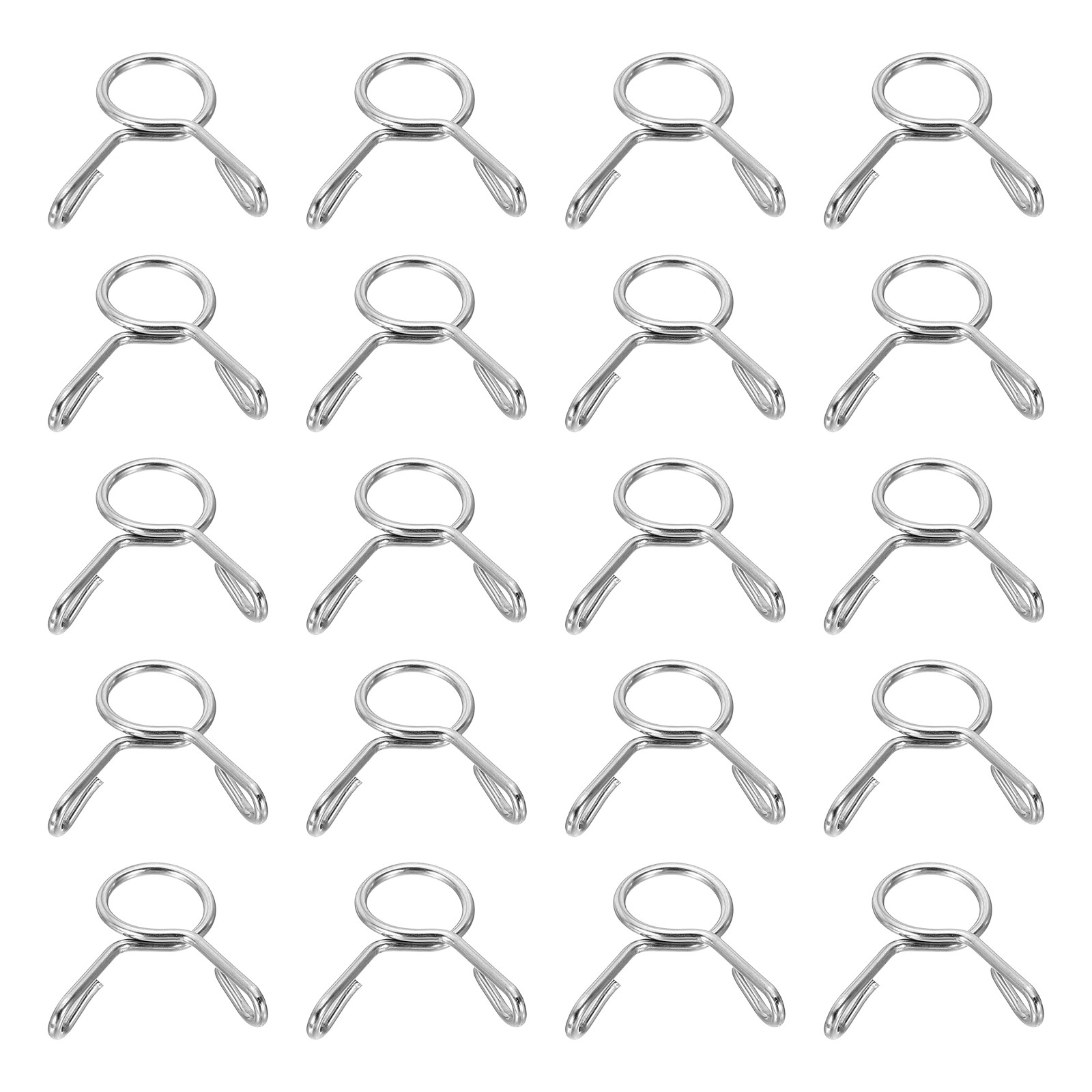 20Pcs 7.5mm ID 8.8mm OD Fuel Line Hose Clips Spring Clips Clamps Silver