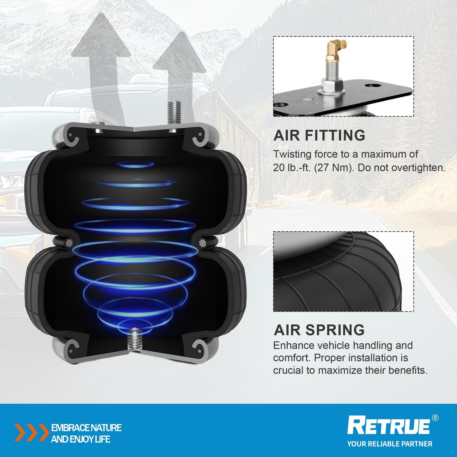 RETRUE Rear Air Bags Suspension Kit for Toyota Tundra 2007-2021 Truck Towing,…