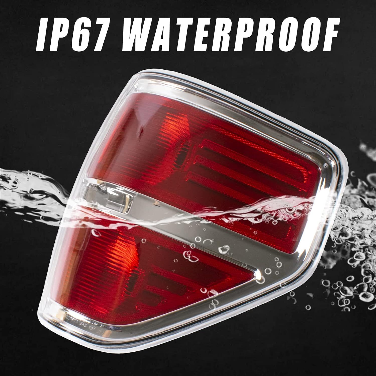 09-14 Ford F150 Right Passenger Side Tail Light Chrome Trim Red Brake Signal