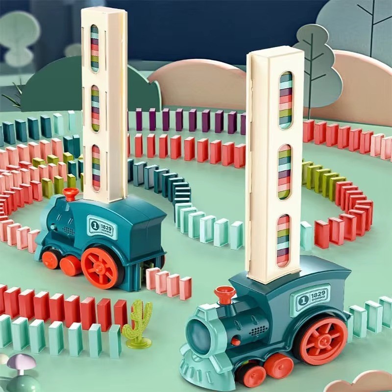 60PCS Automatic Domino Train Set Kids Educational Toy Creative Game Gift