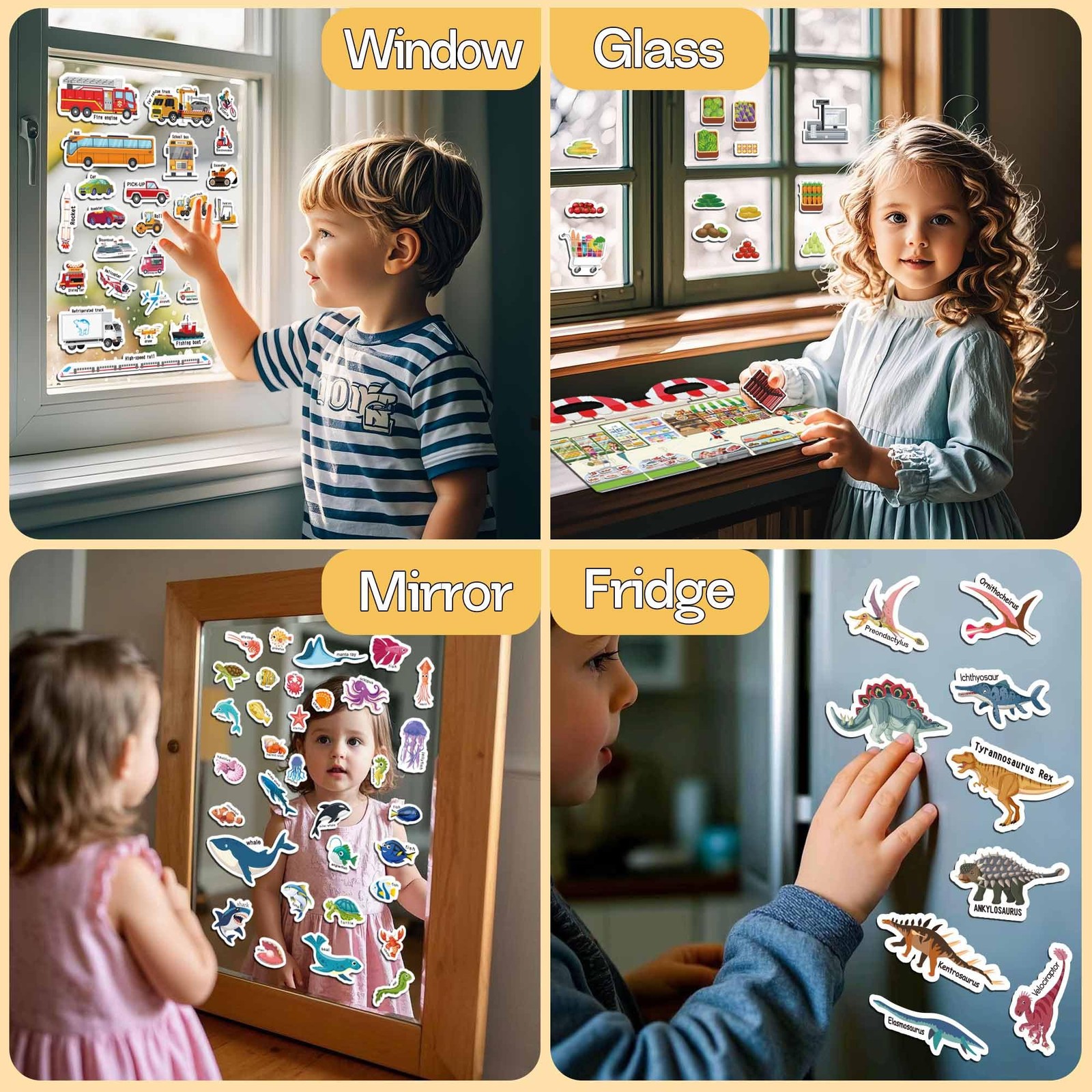 iGetooy 6 Sets Reusable Sticker Book for Toddlers 1-3, Jelly Sticker Books for T