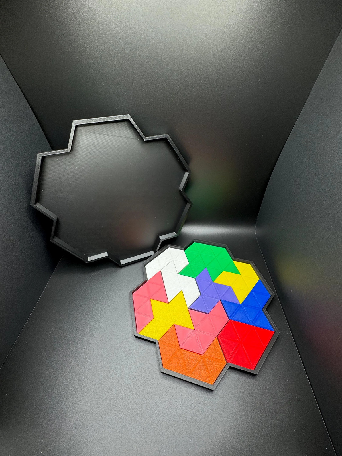 Heptiamond Puzzle with Box – 24 Unique Pieces, Double-sided Challenge