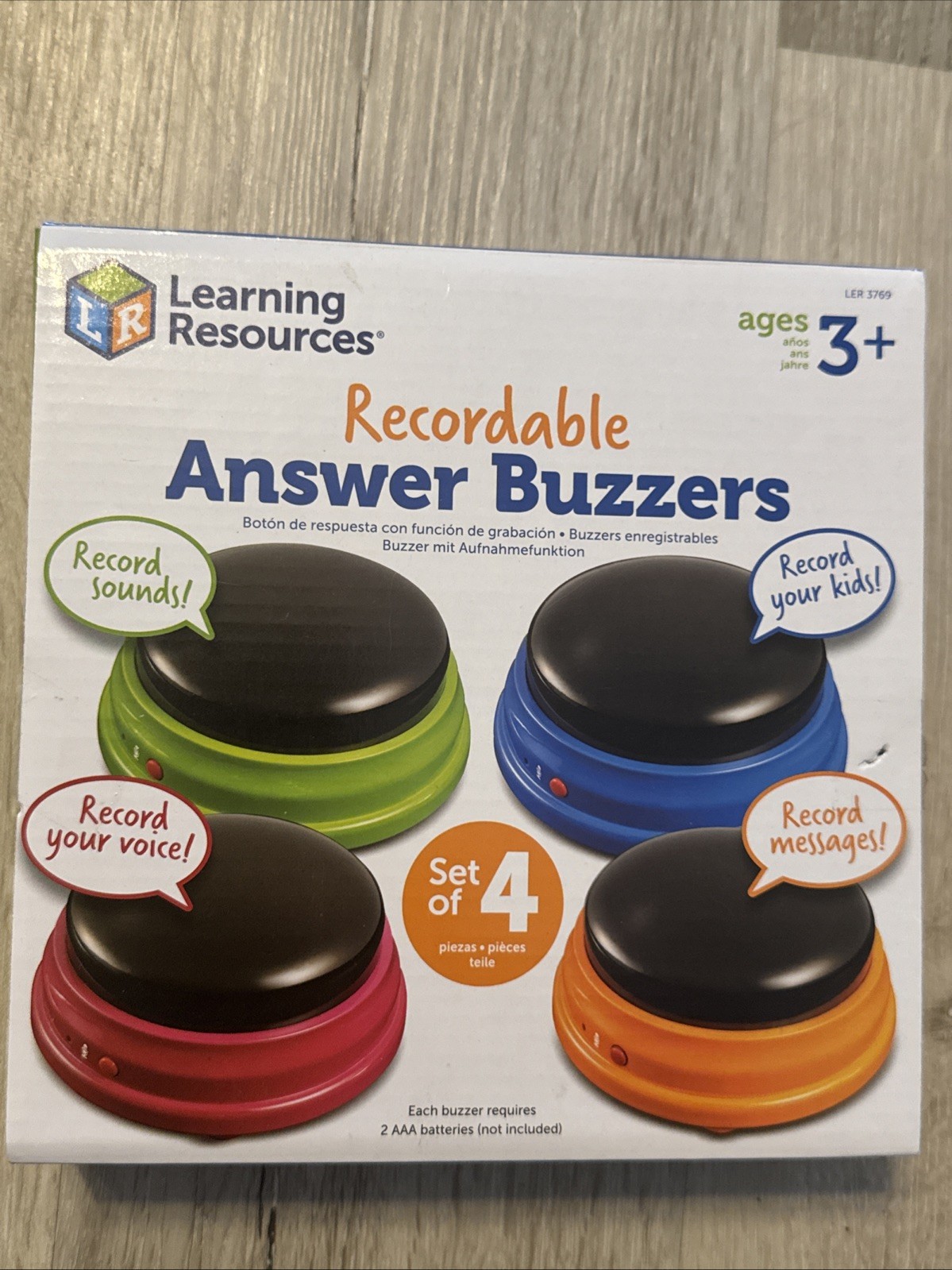 Learning Resources Recordable Answer Buzzers – Set of 4 Multicolored Buttons