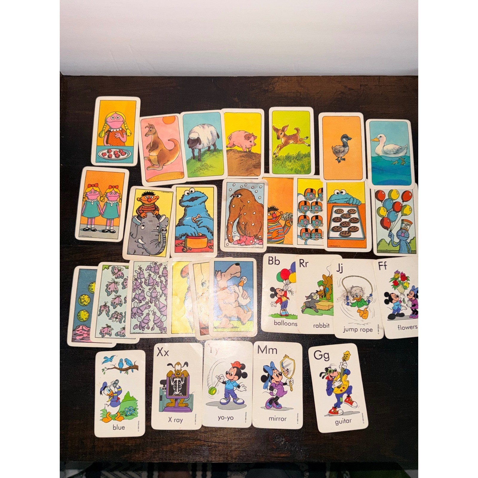 Vintage Disney Mickey Mouse & Sesame Street Muppets Flash Cards Lot 1970s 1990