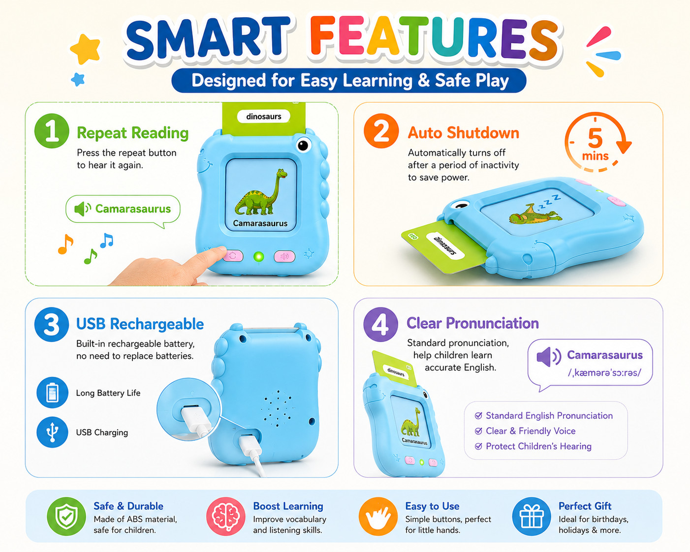 Talking Flash Cards for Toddlers 224 Sight Words Montessori Learning Toys Ages 2