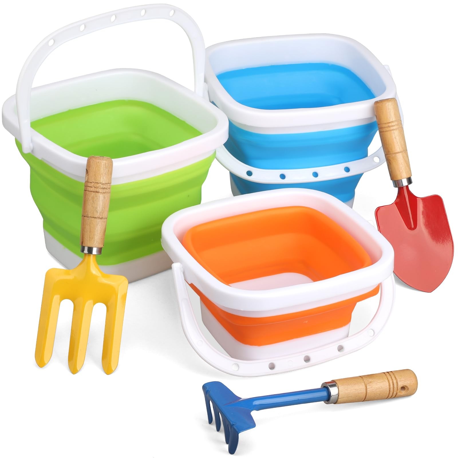 Gardening Tools Set Foldable Beach Bucket with Square (2.5L), Yellow