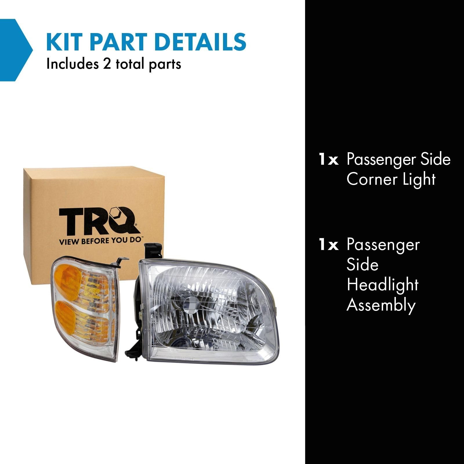 TRQ Right Headlight & Corner Light Lighting Kit Passenger Side Fits 2001 2002…