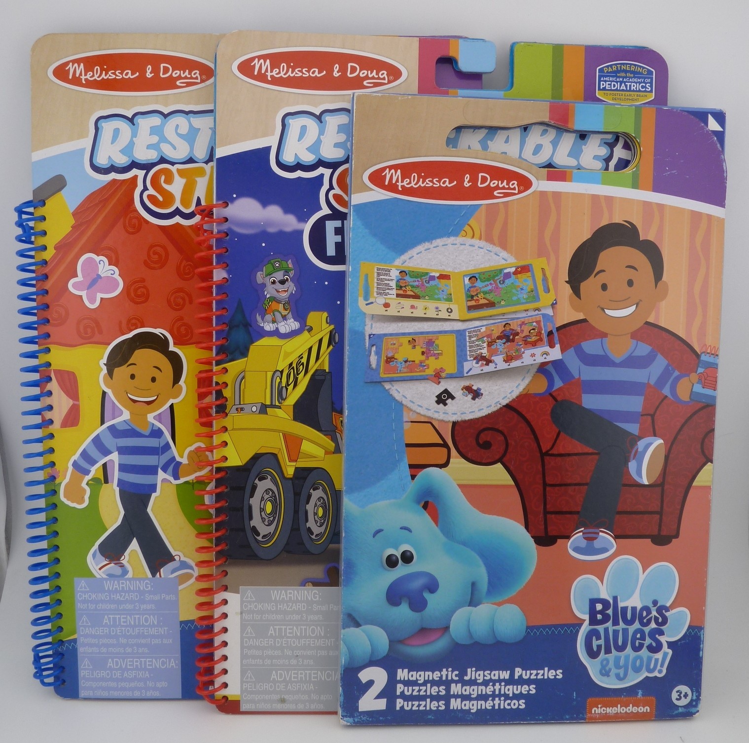 NEW Blues Clues-Paw Patrol Lot 3 Sticker Books & Puzzle Magnets Restickable Fun