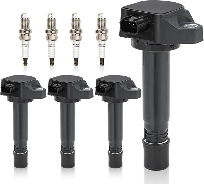 UF582 Ignition Coil & 4504 Double Iridium Spark Plug for 2006-2011 Honda Civic