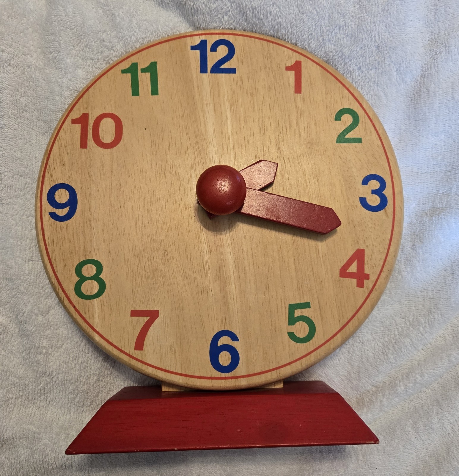 Vintage IKEA Multicoloured Educational Tool Kids 12” Wooden Decorative Clock