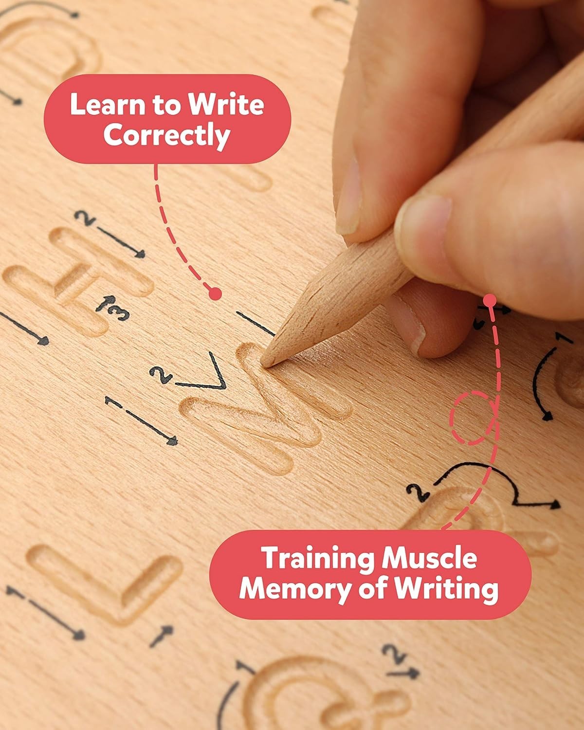 Double-Sided Wooden Alphabet Tracing Board for 3-6 Olds – Fine Motor Skills