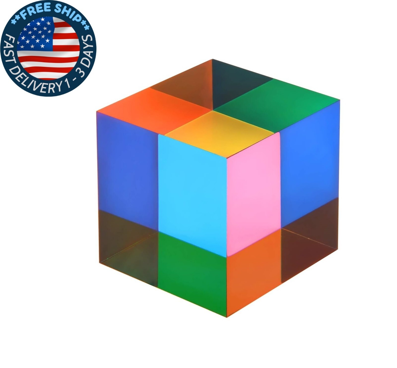 Cubo de colores para mezclar, prisma cúbico de vidrio acrílico de 1,6 pulgadas