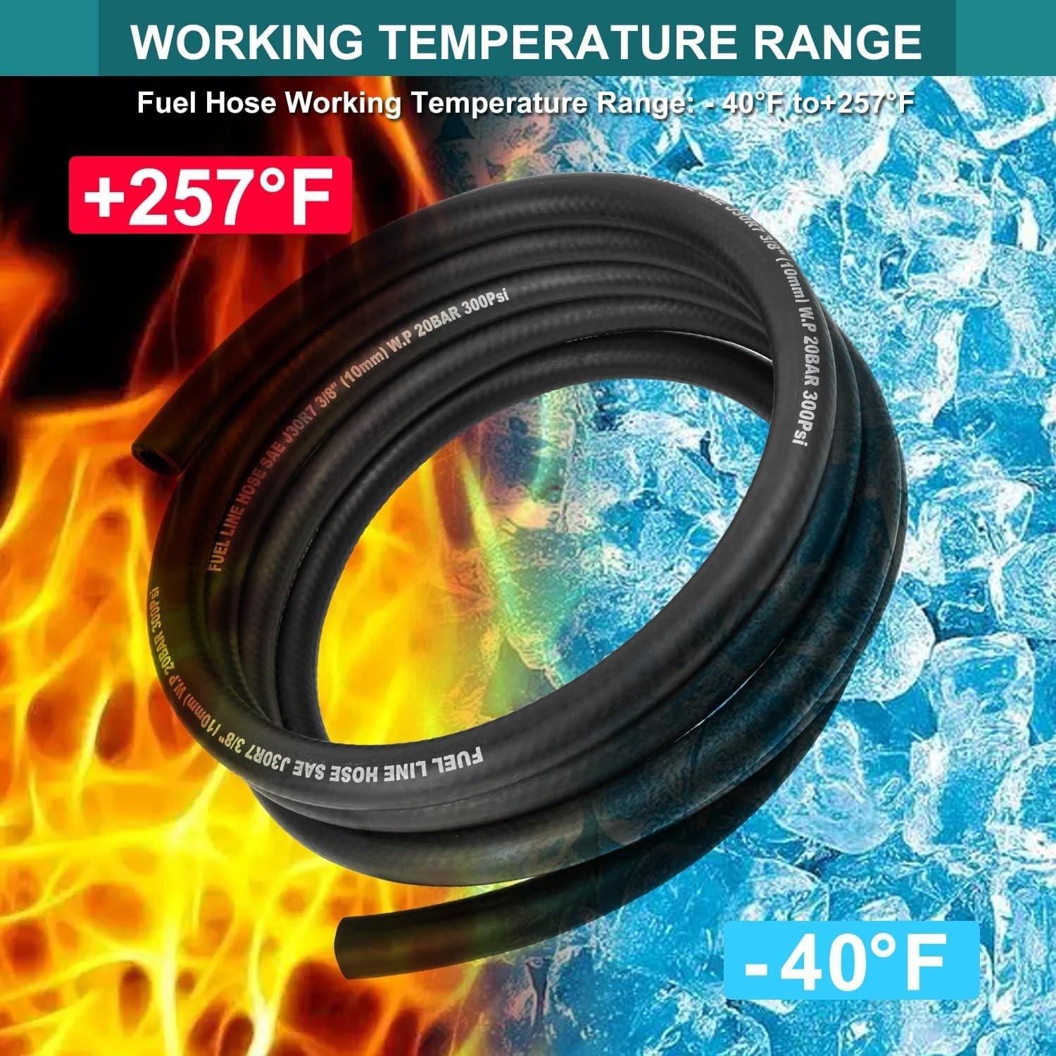 3/8 Inch Id Fuel Line Hose – 10ft Marine Grade Fuel Line with 10pcs Hose Clamps