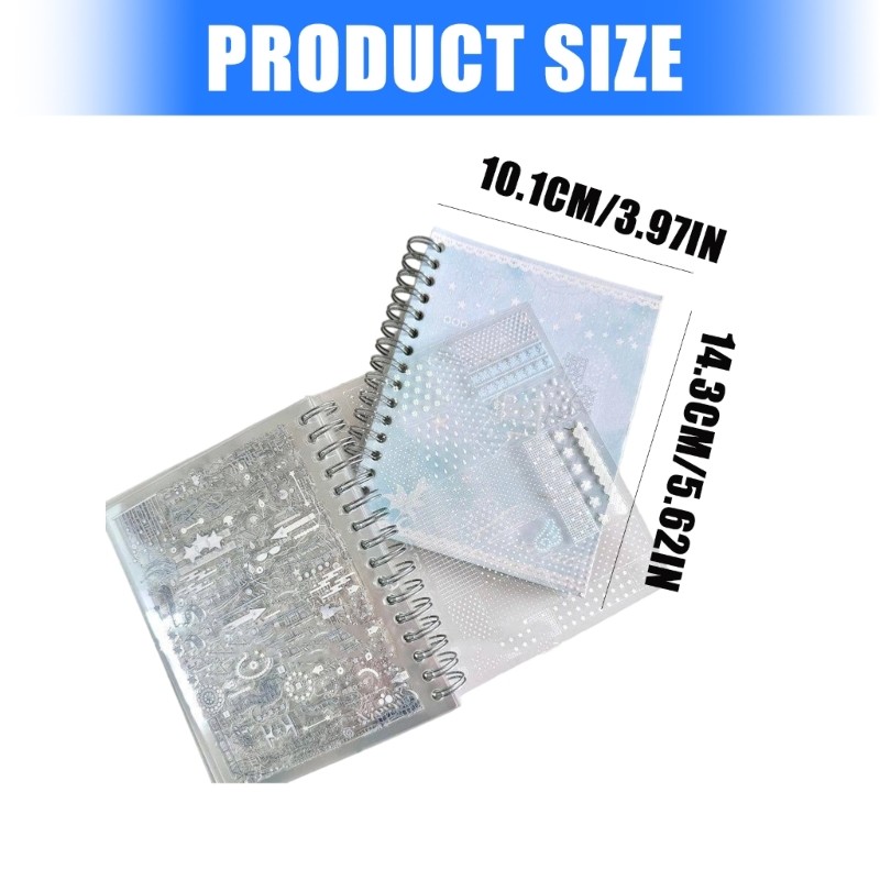 32 Sheet Clear Adhesive Die Cut Sticker Twin Coil Binding Sticker Book For Craft
