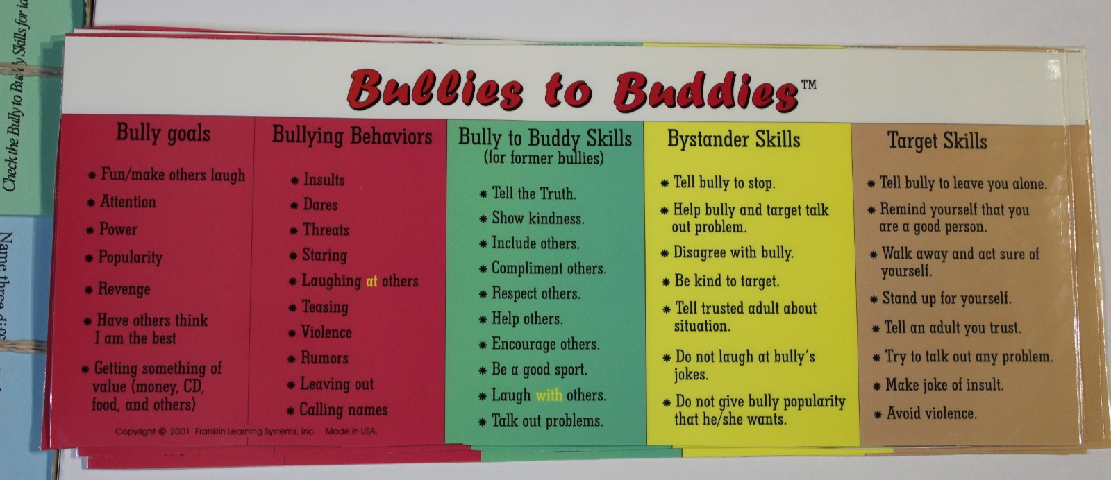 Homeschool Franklin Learning System Bullies to Buddies Interactive Board Game