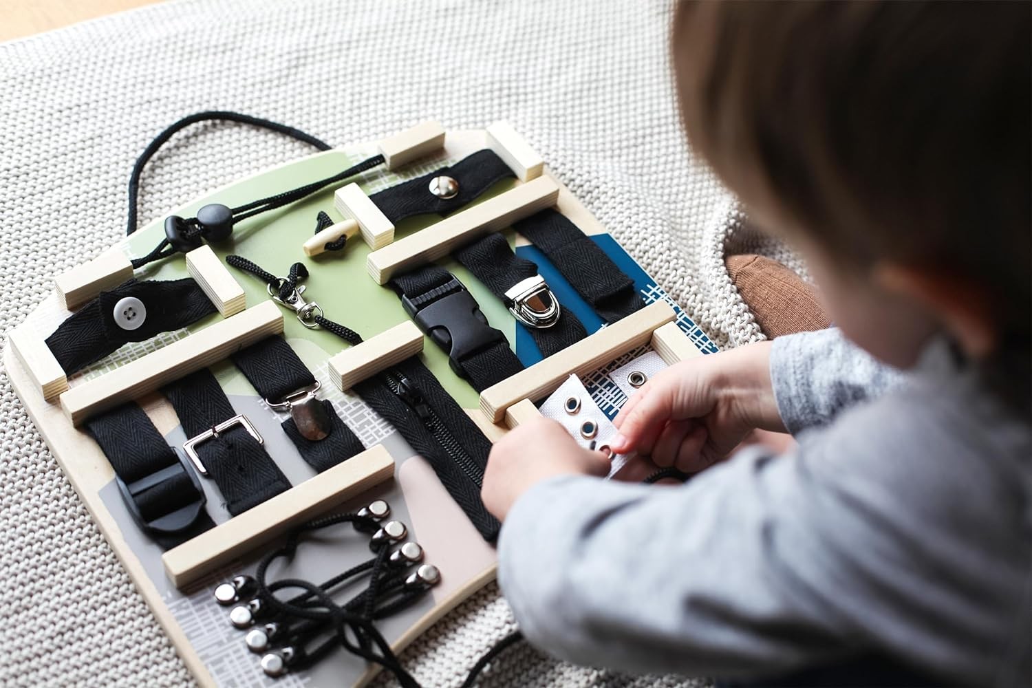 small foot Connectors and Fastenings Activity Board, diverse motor skills fun fo