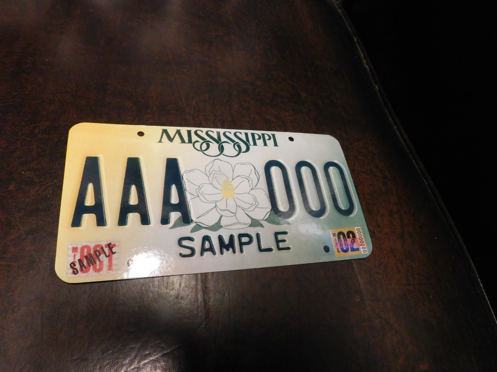 Flash Card Miniature Glossy Paper License Plate 2001 Series Sample Mississippi