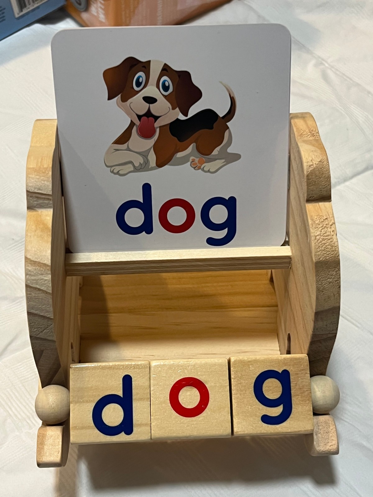 Wooden Reading Blocks Short Vowel Rods Spelling Games, Flash Cards Rotating