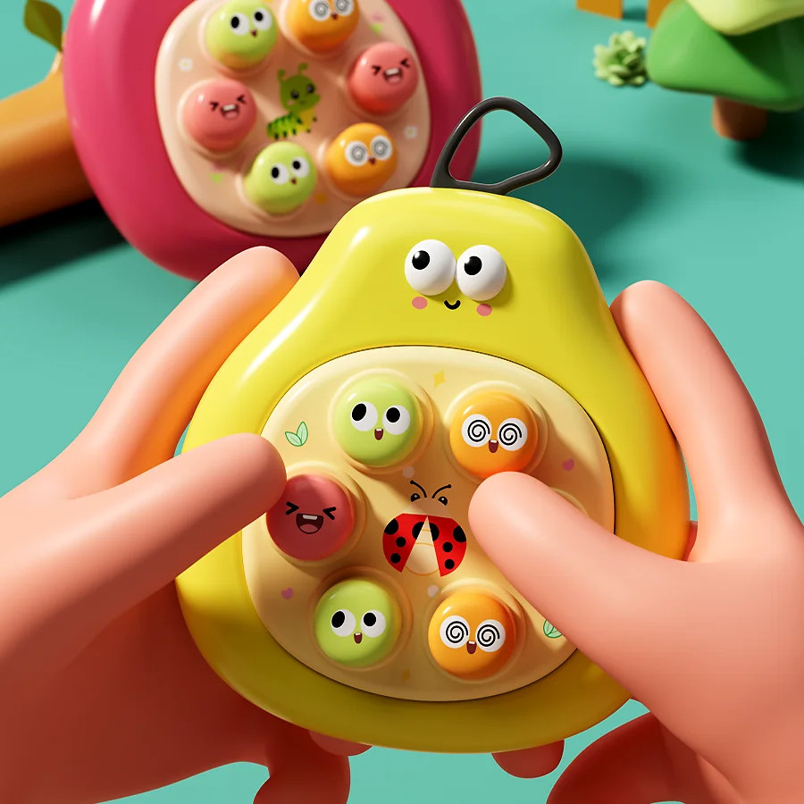 Cartoon whack-a-mole game decompression toy to exercise reflexes