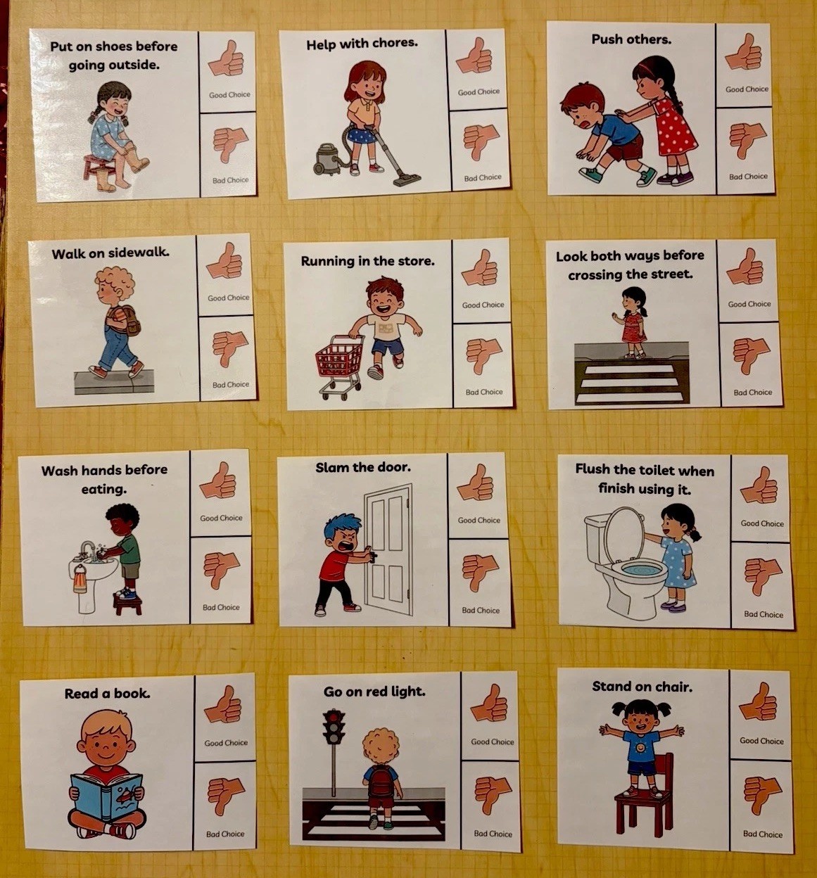 Pouch of 40 Good Choice/Bad Choice Flash Cards Special Education Autism