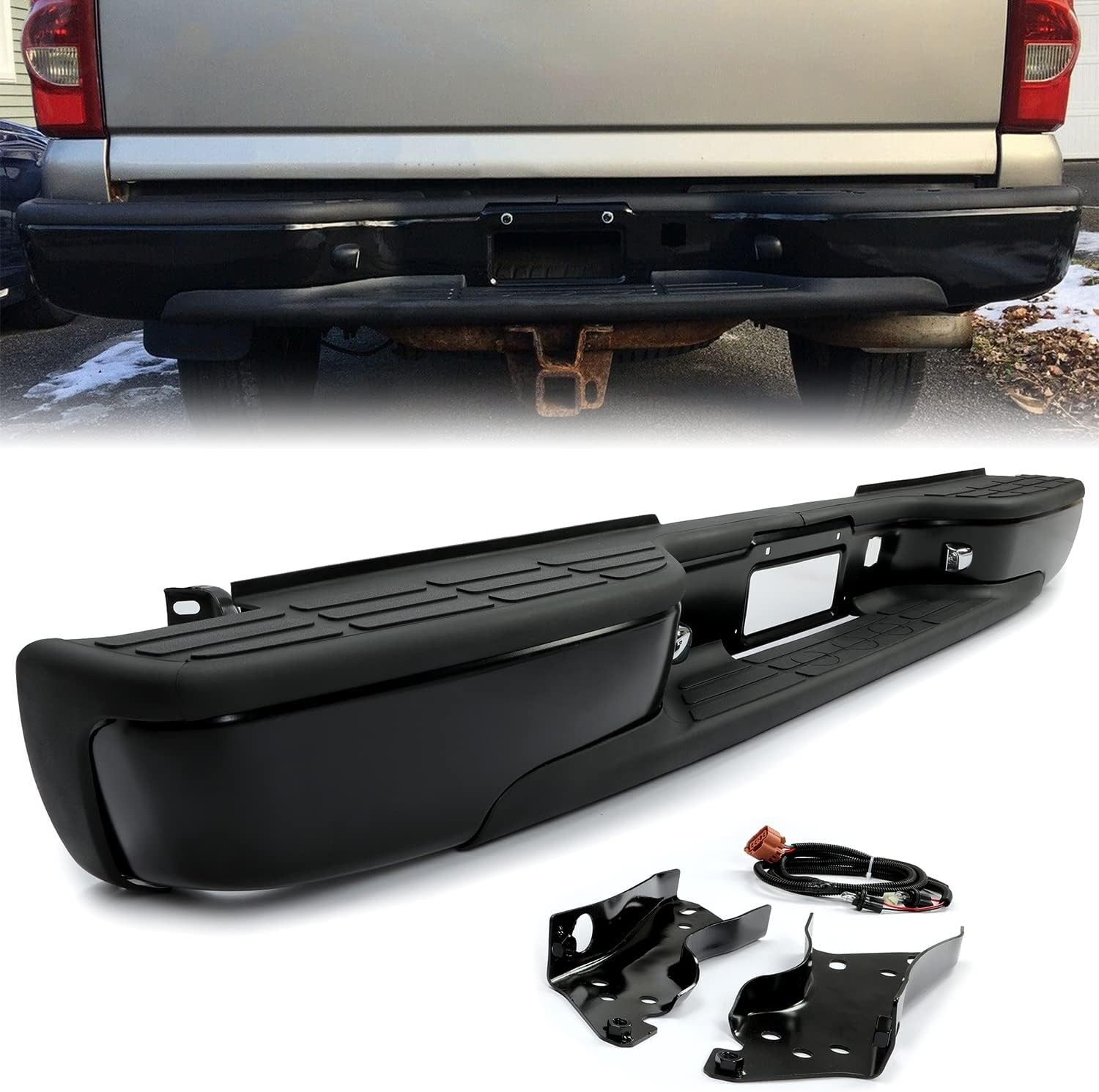 ECOTRIC Rear Step Bumper Compatible with 1999-2007 Chevy Chevrolet Silverado GMC