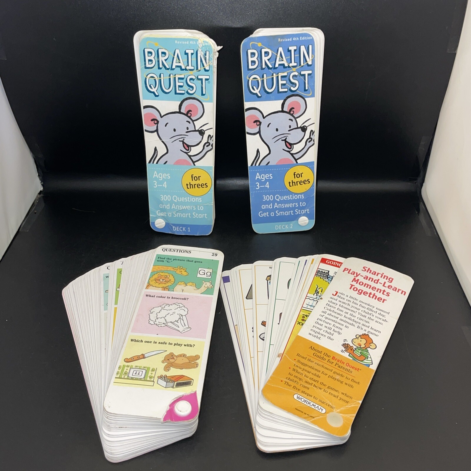Brain Quest CARDS FOR THREES DECK 1 & 2 + 2 OTHER UNKNOWN DECKS
