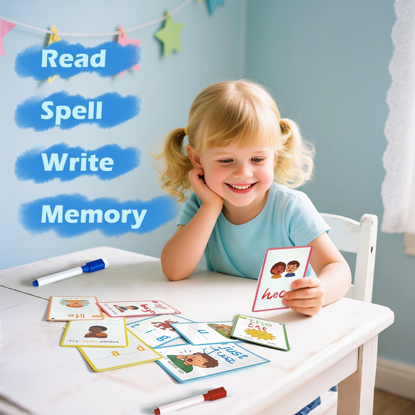 CVC Word Games&Writing Practice Card,300 Sight Words Flash Cards for Kinderga…