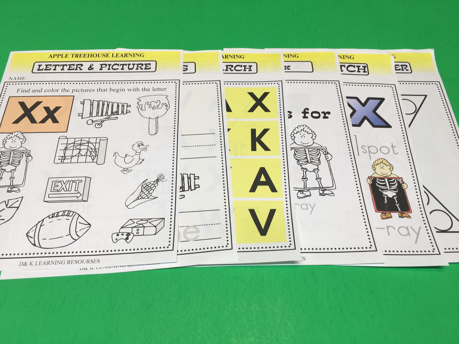 Letter Xx – Apple Treehouse Worksheets – Preschool Teaching supplies 20pgs