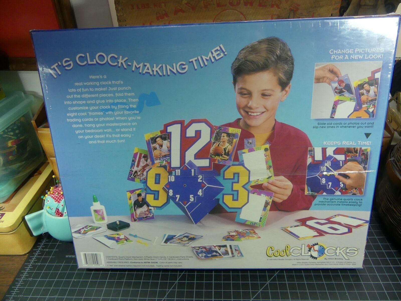 Vintage 1995 Milton Bradley Cool Clocks Kit Sealed Kids Craft Clock Making