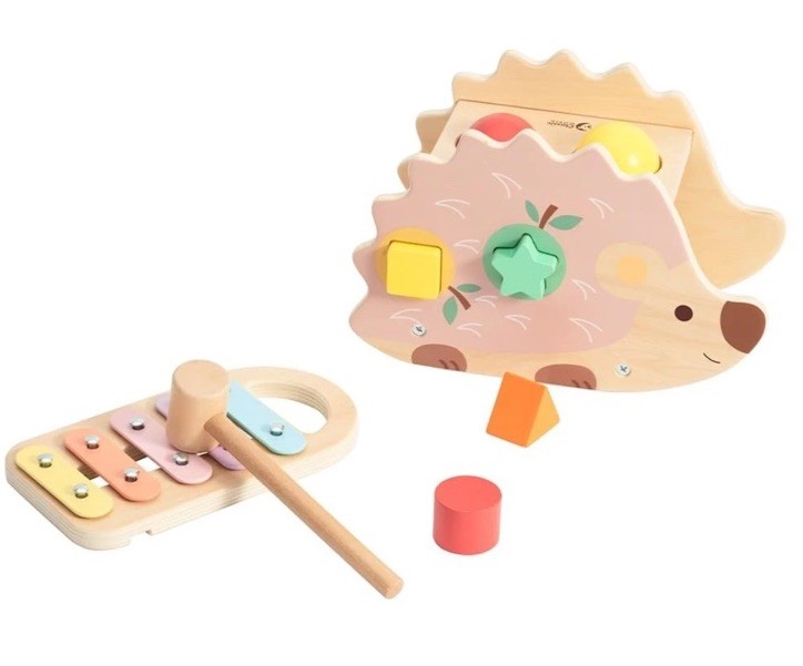 Classic World Hedgehog Wooden Pounding Bench Educational Musical Toy for 10 Mo